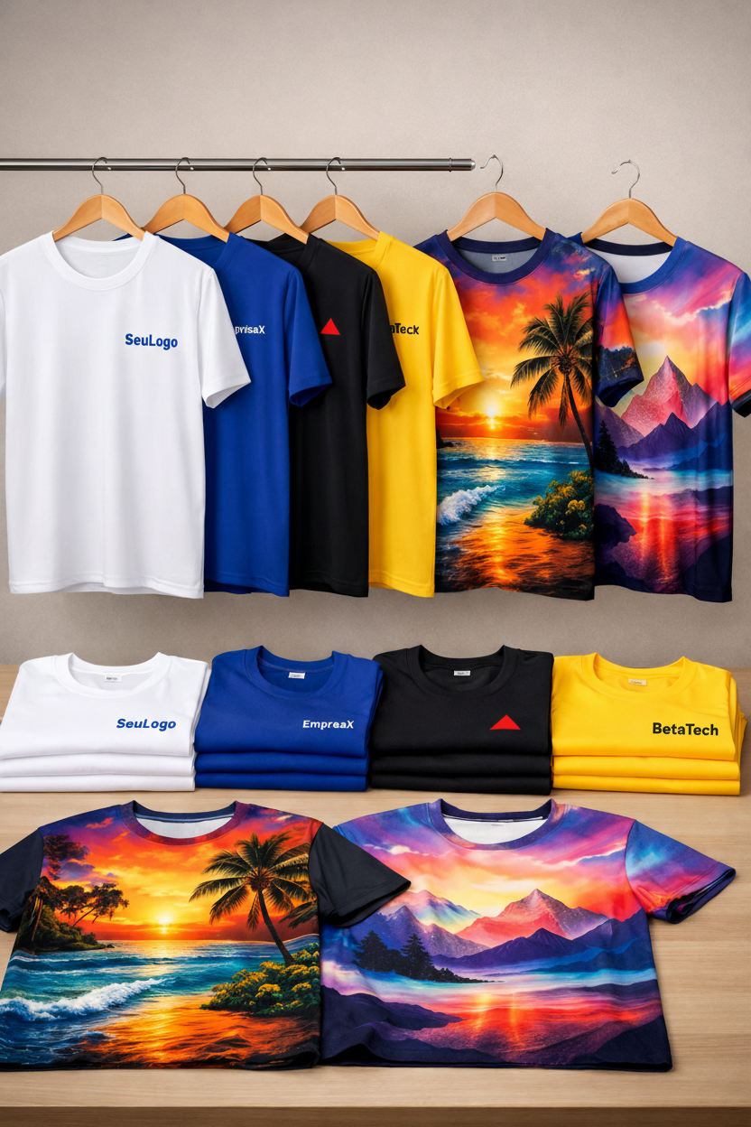 Camisetas personalizadas em dry fit e algodão com estampas